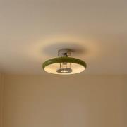 Lindby taklampa Branford, retro, Ø 35 cm, grön, metall