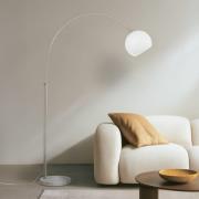 Lindby båglampa Alverton, vit/nickel, glas, 197 cm