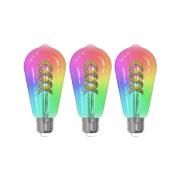 LUUMR Smart LED Filament Uppsättning av 3 E27 ST64 4W RGB klar Tuya