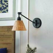 HINKLEY Vägglampa Arti, svart/natur, rotting, stål