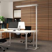 Arcchio LED-golvlampa till kontor Susi, silver, aluminium, touchdimmer