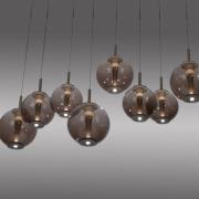 PURE LED-pendellampa E-Infinity brons/bärnsten, 198 cm, 10 lampor