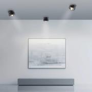 PURE LED-takspotlight Move, svart, Ø 12 cm, metall/glas