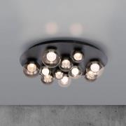 PURE LED-taklampa Popup, grå/rökgrå, Ø 60 cm, 11 lampor