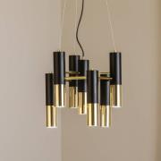 Domiluce Pendellampa Orino, svart/guld, metall, 7 lampor, GU10