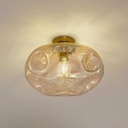 Lindby taklampa Lelia, bärnstensfärgad, glas, Ø 35 cm