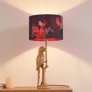 Lindby bordslampa Marula, guld, blommönster, textil, E27