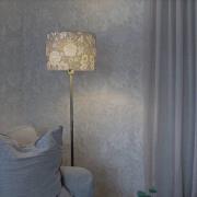 PR Home Golvlampa Amy, Dahlia grön/guld, höjd 150 cm, textil, E27