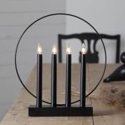 STAR TRADING Fönsterljusstake Glossy, ring, 4 lampor, svart
