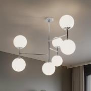 Domiluce Taklampa Korek, krom/vit, glas, 75 cm, 7 lampor, E14