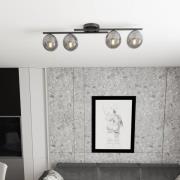 EMIBIG LIGHTING Taklampa Kairo, svart/rökgrå, metall, 4 lampor.