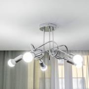 HELAM Taklampa Oxford, krom, 5 lampor, Ø 47 cm, metall