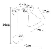 Opviq Vägglampa Berceste 7956, svart/guld, höjd 56 cm