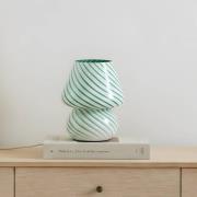 Lindby Andriana bordslampa, grön/vit, glas, Ø 15 cm