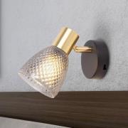 Näve Vägglampa Lindita, glas, rökgrå, E14, vridbar