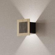 Elobra LED-vägglampa Chile S, ek/granit, höjd 15 cm, dimbar