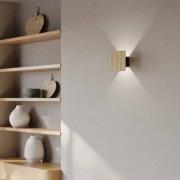 Elobra LED-vägglampa Inka S, ek/svart, trä, höjd 15 cm