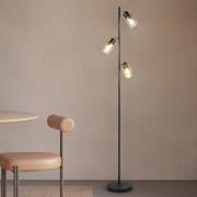 Reality Leuchten Golvlampa Cadiz, svart/bärnstensfärgad, 3 lampor, höj...