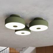 SOLLUX LIGHTING Taklampa CLARO, olivgrön, Ø 30 cm, metall, 4 x E27