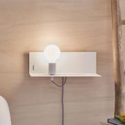 Paulmann vägglampa Devara, vit, 40 cm E27 USB-port