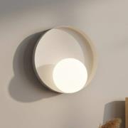 EMIBIG LIGHTING Vägglampa Kido K1, beige, stål/glas, Ø 20 cm