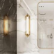 Quintiesse LED-vägglampa ESPADA guldborstad Bredd 70 cm Metall IP44