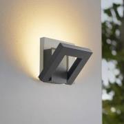 Lindby LED-utomhusvägglampa Orbin, grå, vinklingsbar, CCT, IP54
