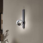 Domiluce Vägglampa Rumba, svart/rökgrå, glas/metall Höjd 40 cm