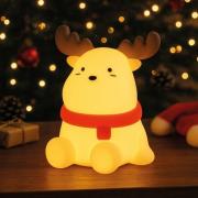 FH Lighting LED-batterilampa Micha, beigefärgad Höjd 15 cm Silikon