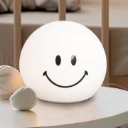 FH Lighting LED-batterilampa Smiley, vit, Ø 13 cm, silikon