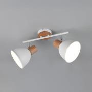Reality Leuchten Taklampa Delume, vit, längd 49 cm, 2 lampor, metall/t...