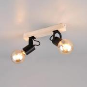 Reality Leuchten Taklampa Lynar, svart, trä, metall, längd 31 cm, 2 la...