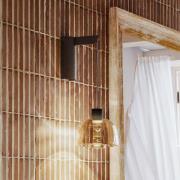 Bover LED-vägglampa Drep A/01, bärnstensfärgad, glas, 2 700 K