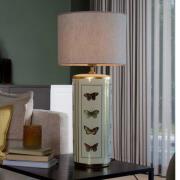 PR Home Bordslampa Lucca, beige, höjd 67 cm, linnetyg, keramik