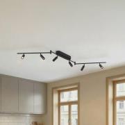 Lindby LED-taklampa Eldrin, 6 lampor, spotlights, svart