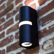 LUTEC Utomhusvägglampa MIKA, svart, höjd 19 cm, 2 x GU10, IP54