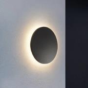 Lindby LED-utomhusvägglampa Selinel, svart, 23 cm, husnummer