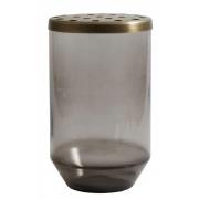 Nordal - OAHU glass vase w/ lid, dusty black, L