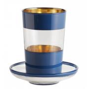 Nordal - Tea glass w/saucer, dark blue