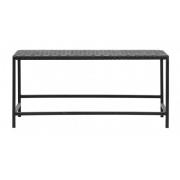 Nordal - Bench w/black leather weaving, metal