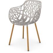 Fast, Forest karmstol med Iroko klädda ben Powder Grey