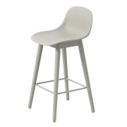 Muuto, Fiber barstol låg Wood Base - 65 cm - Grey/Grey