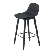 Muuto, Fiber barstol låg Wood Base - 65 cm - Black/Anthracite