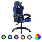 vidaXL Gamingstol med RGB LED-lampor blå och svart konstläder