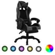 vidaXL Gamingstol med RGB LED-lampor grå och svart konstläder