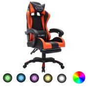 vidaXL Gamingstol med RGB LED-lampor orange och svart konstläder