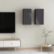 vidaXL TV-skåp 2 st grå högglans 30,5x30x60 cm konstruerat trä