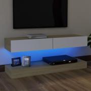 vidaXL TV-bänk med LED-belysning vit och sonoma-ek 120x35 cm