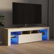vidaXL Tv-bänk med LED-belysning vit och sonoma-ek 140x36,5x40 cm