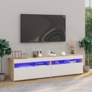 vidaXL Tv-bänkar 2 st med LED-belysning vit och sonoma-ek 75x35x40 cm